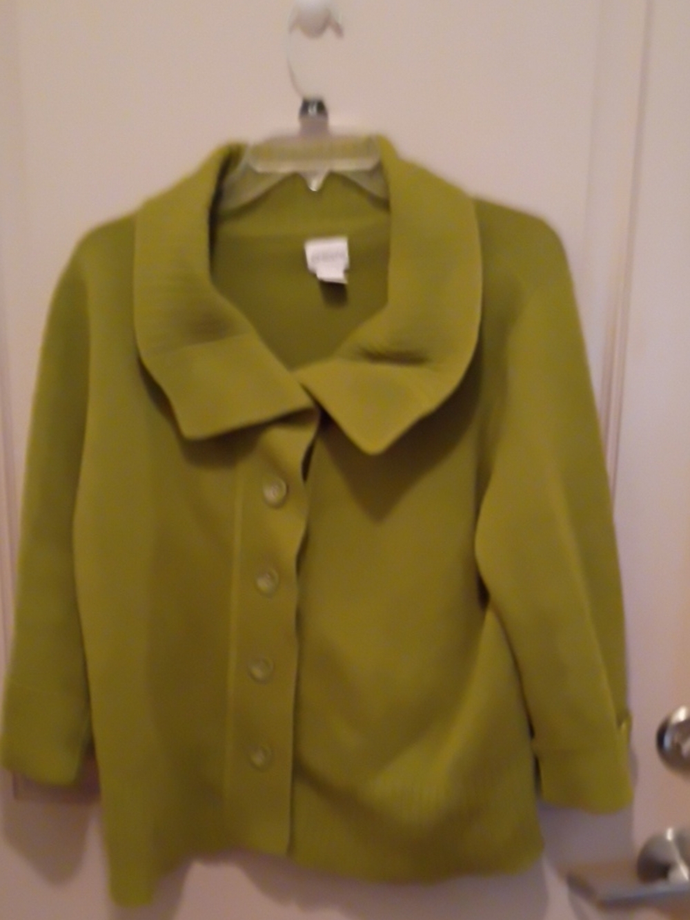 Chico's Olive Green Cardigan with Statement Collar Size 3(XL)